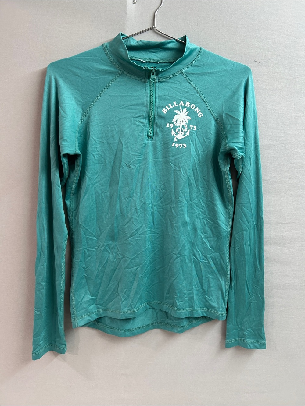 Billabong Teal Quarter Zip Long Sleeve Sun Shirt